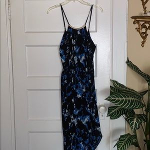 Spaghetti strap dress with blue and white